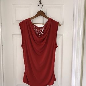 Orange sleeveless blouse